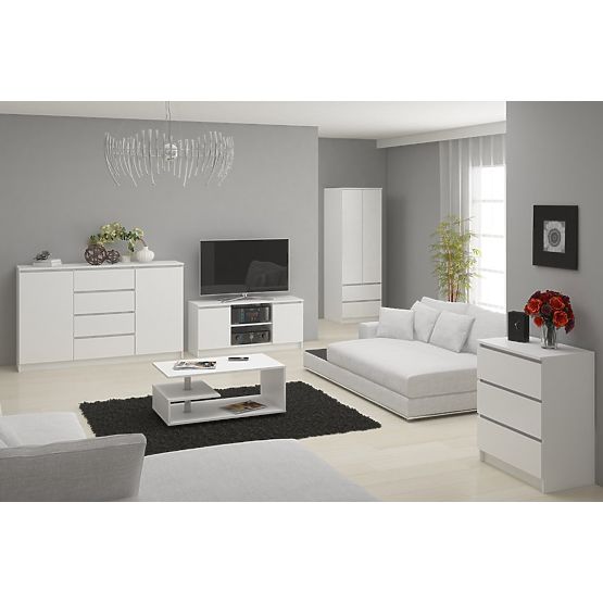 COMMODE K 140 cm 6 TIROIRS PK BLANCHE