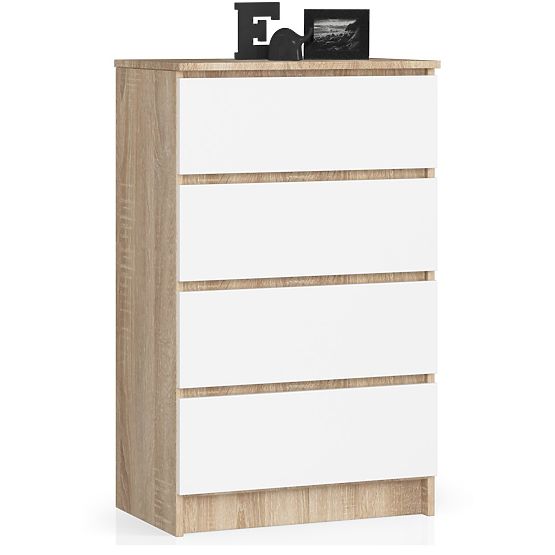 COMMODE K 60 cm 4 TIROIRS PK SONOMA / BLANC