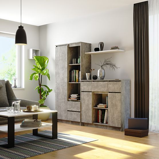 COMMODE K100 2D 3T 1P PK BÉTON