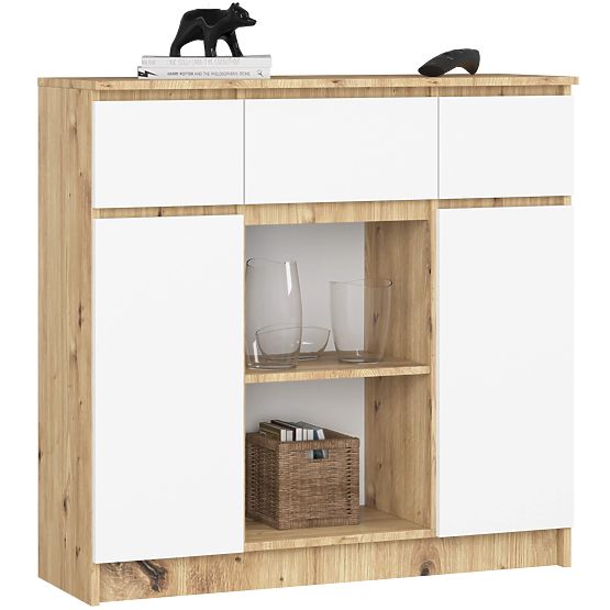 COMMODE K100 2D 3T 1P PK CHÊNE ARTISAN / BLANC