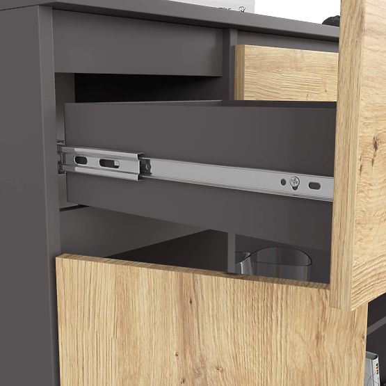 COMMODE K100 2D 3T 1P PK GRIS GRAPHITE / CHÊNE ARTISAN