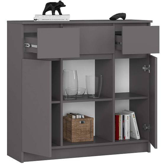 COMMODE K100 2D 3T 1P PK GRIS GRAPHITE