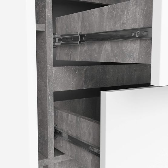 COMMODE K100 2D 3T PK BÉTON / BLANC