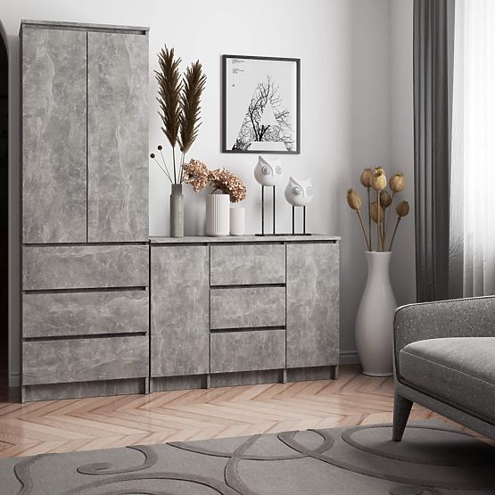 COMMODE K100 2D 3T PK BÉTON