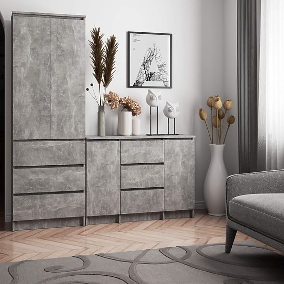 COMMODE K100 2D 3T PK BÉTON