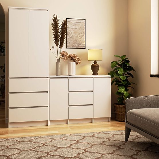 COMMODE K100 2D 3T PK BLANCHE