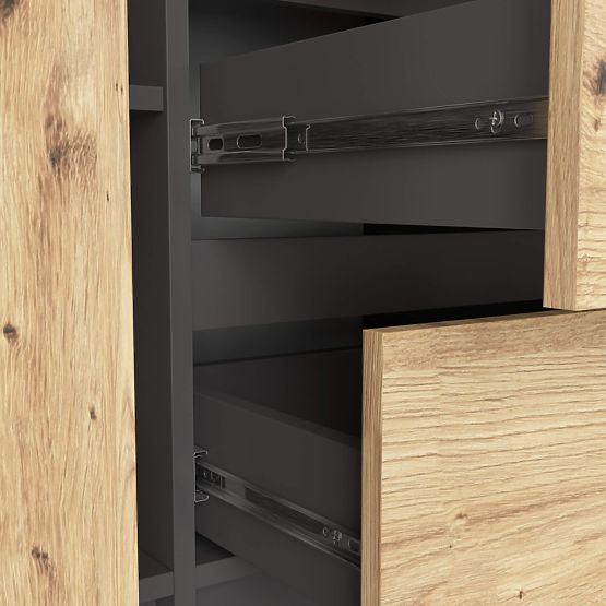 COMMODE K100 2D 3T PK GRIS GRAPHITE / CHÊNE ARTISAN