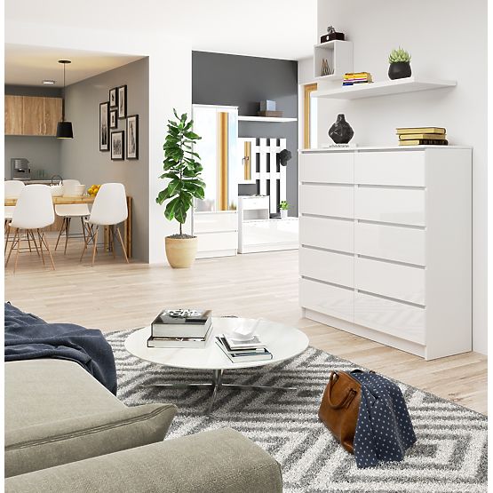 COMMODE K120 10TIROIRS CLP PK BLANC BRILLANT