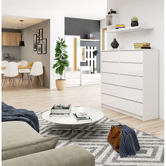 COMMODE K120 10TIROIRS CLP PK BLANC BRILLANT