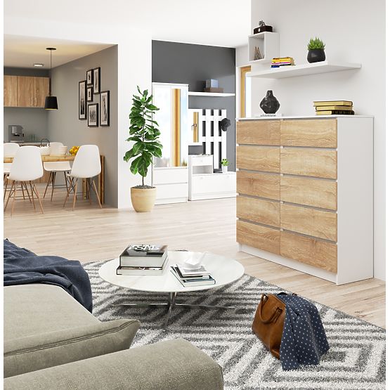 COMMODE K120 10TIROIRS CLP PK BLANC / SONOMA