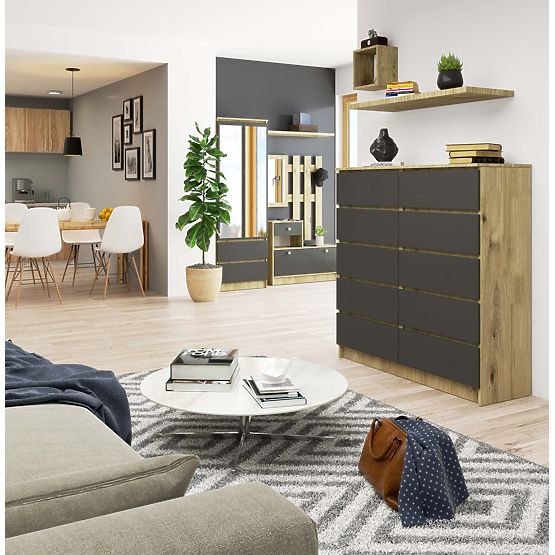COMMODE K120 10TIROIRS CLP PK CHÊNE ARTISAN / GRIS