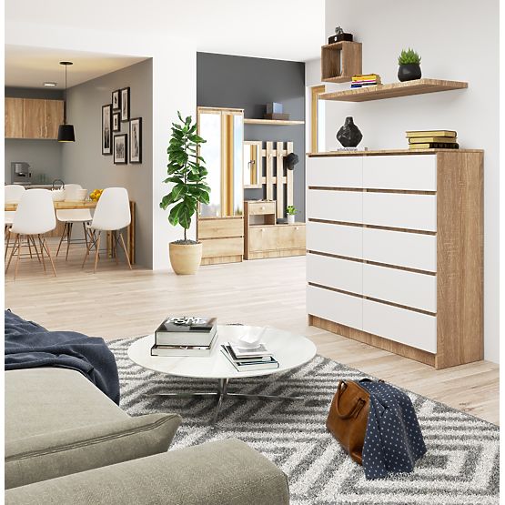 COMMODE K120 10TIROIRS CLP PK CHÊNE SONOMA / BLANC