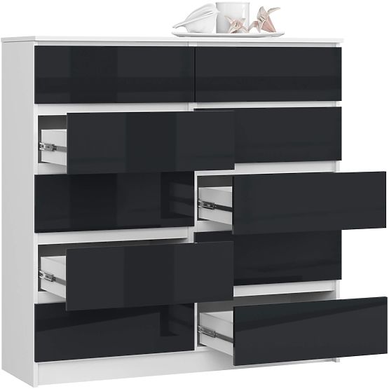 COMMODE K120 10TIROIRS CLP PK GRAPHITE BRILLANT