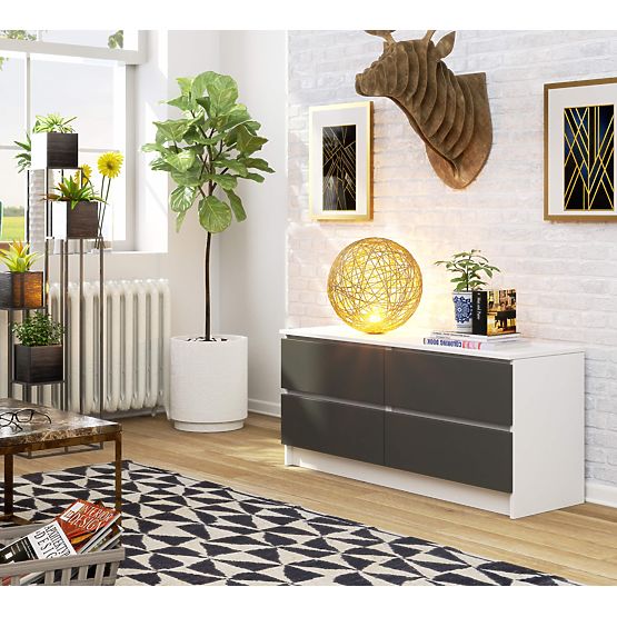 COMMODE K120 4TIROIRS CLP PK BLANC / GRIS