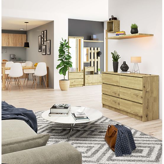 COMMODE K120 6TIROIRS CLP CHÊNE ARTISAN