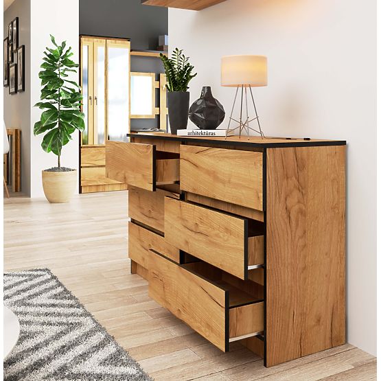 COMMODE K120 6TIROIRS CLP CHÊNE CRAFT