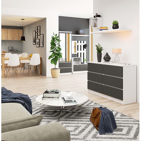 COMMODE K120 6TIROIRS CLP PK BLANC / GRIS