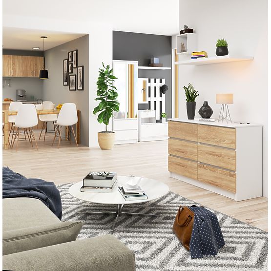 COMMODE K120 6TIROIRS CLP PK BLANC / SONOMA