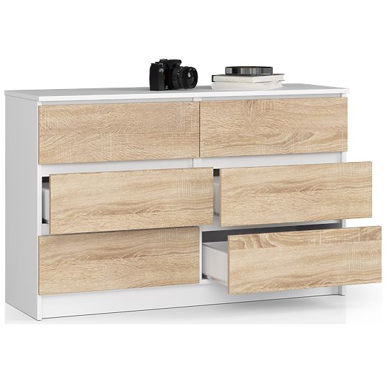 COMMODE K120 6TIROIRS CLP PK BLANC / SONOMA