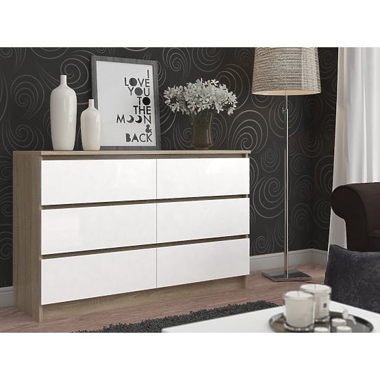 COMMODE K120 6TIROIRS CLP PK CHÊNE SONOMA / BLANC