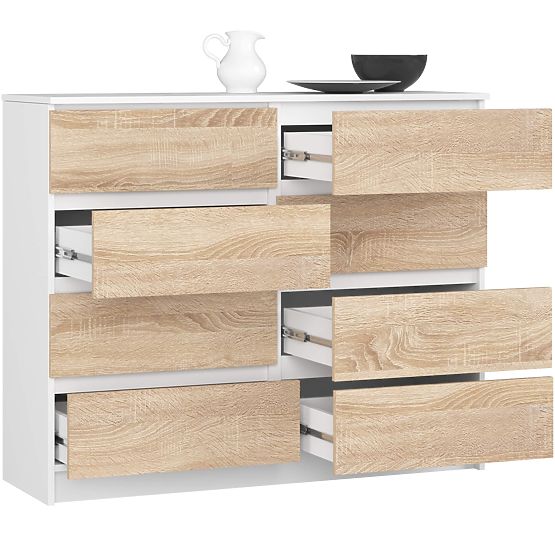 COMMODE K120 8TIROIRS PK BLANC / SONOMA