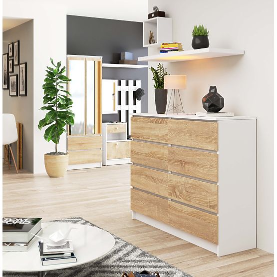 COMMODE K120 8TIROIRS PK BLANC / SONOMA
