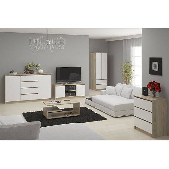 COMMODE K140 2D 4T CLP PK CHÊNE SONOMA / BLANC