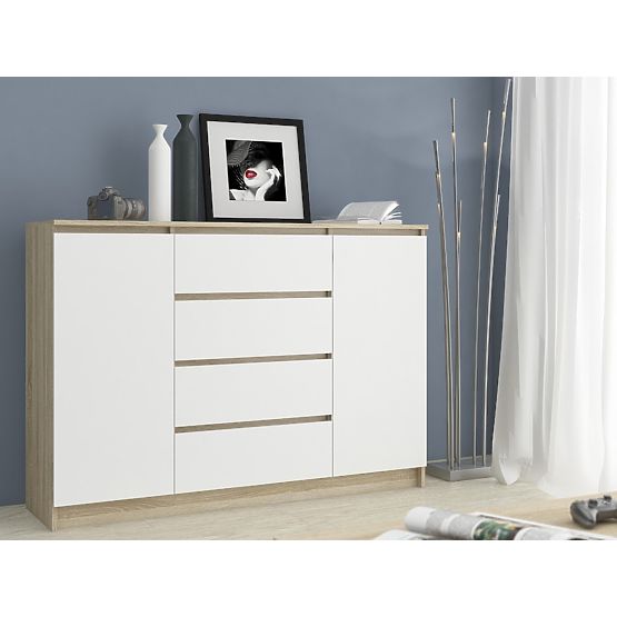 COMMODE K140 2D 4T CLP PK CHÊNE SONOMA / BLANC