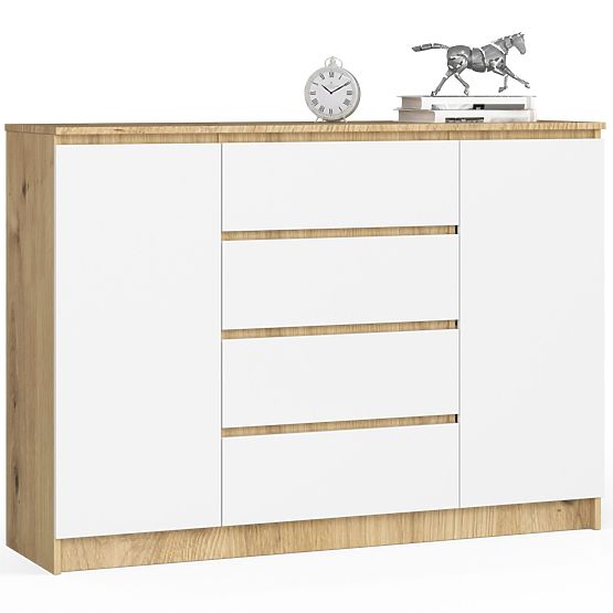 COMMODE K140 2P 4T CLP PK CHÊNE ARTISAN / BLANC
