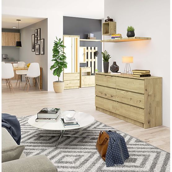 COMMODE K140 6TIROIRS CLP CHÊNE ARTISAN
