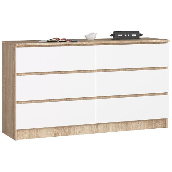 COMMODE K140 6TIROIRS CLP CHÊNE SONOMA / BLANC