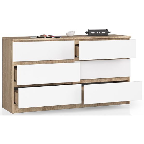 COMMODE K140 6TIROIRS CLP CHÊNE SONOMA / BLANC