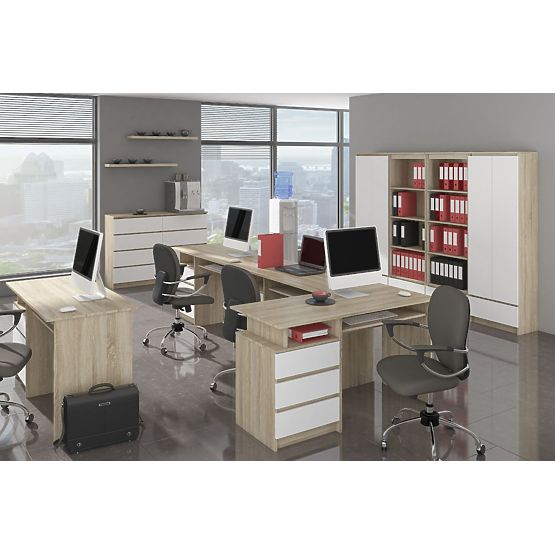 COMMODE K140 6TIROIRS CLP CHÊNE SONOMA / BLANC