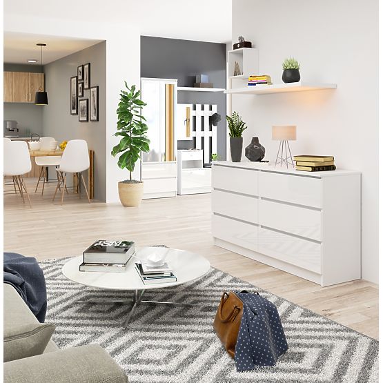COMMODE K140 6TIROIRS CLP PK BLANC BRILLANT