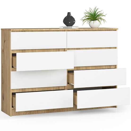 COMMODE K140 8SZ CLP CHÊNE ARTISAN / BLANC