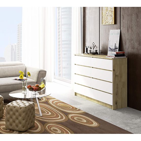 COMMODE K140 8SZ CLP CHÊNE ARTISAN / BLANC