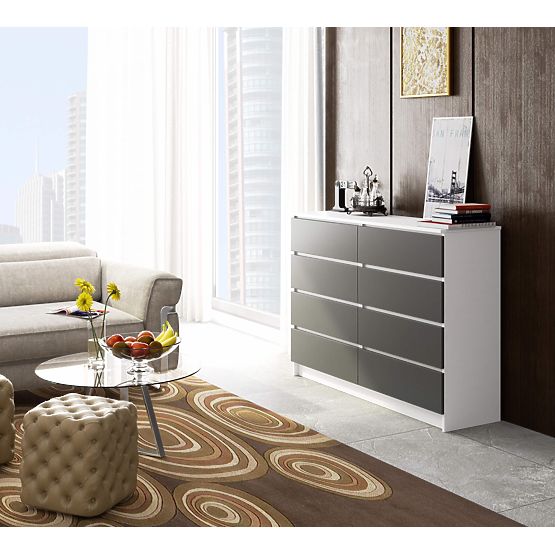 COMMODE K140 8TIROIRS CLP PK BLANC / GRIS