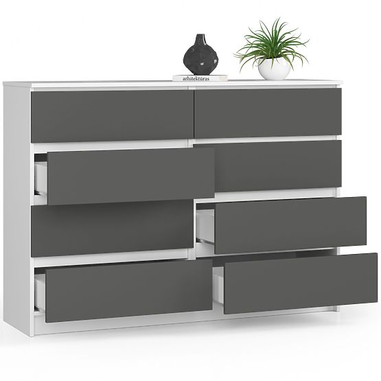 COMMODE K140 8TIROIRS CLP PK BLANC / GRIS