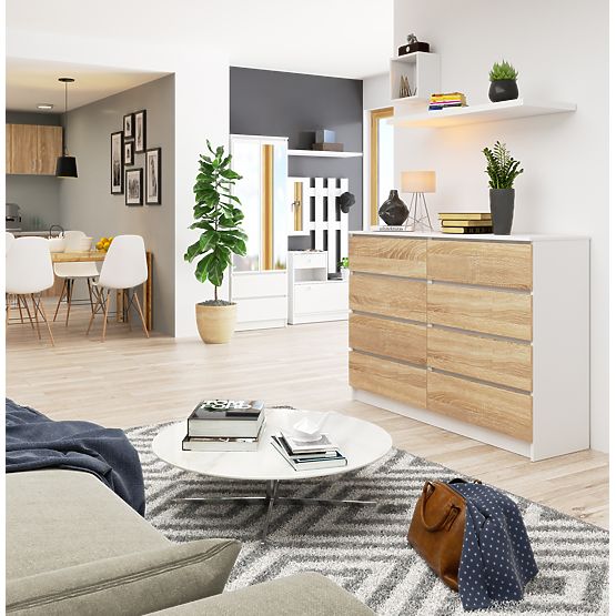 COMMODE K140 8TIROIRS CLP PK BLANC / SONOMA