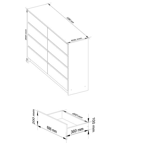 COMMODE K140 8TIROIRS CLP PK BLANCHE