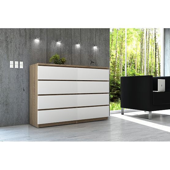 COMMODE K140 8TIROIRS CLP PK SONOMA / BLANC