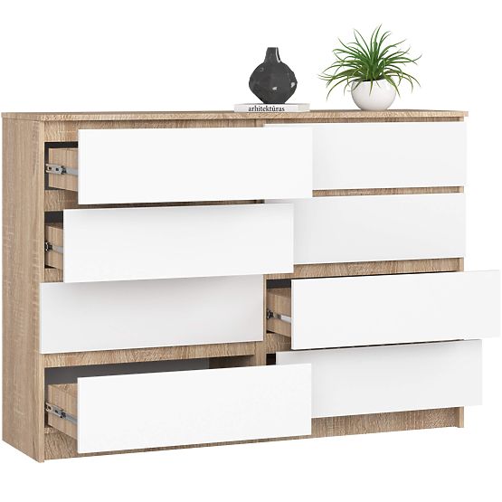 COMMODE K140 8TIROIRS CLP PK SONOMA / BLANC