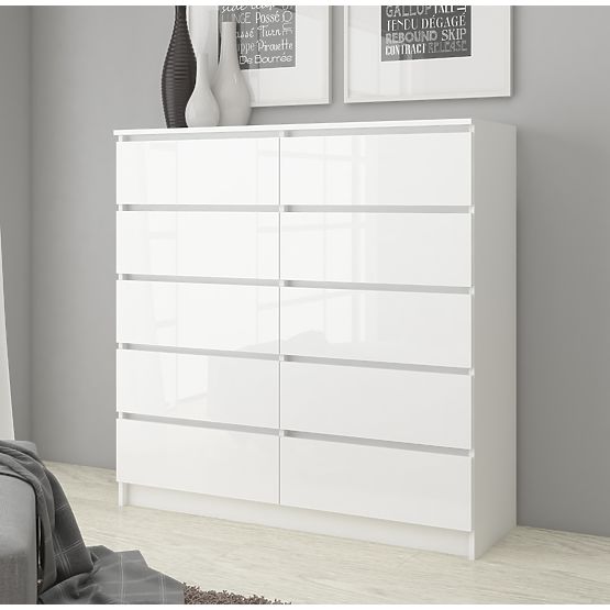 COMMODE K160 10TIROIRS CLP PK BLANC BRILLANT