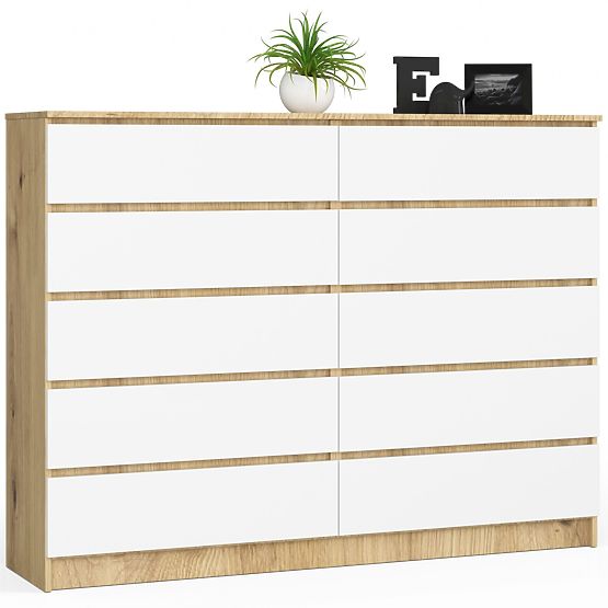 COMMODE K160 10TIROIRS CLP PK CHÊNE ARTISAN / BLANC