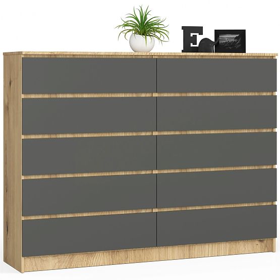 COMMODE K160 10TIROIRS CLP PK CHÊNE ARTISAN / GRIS