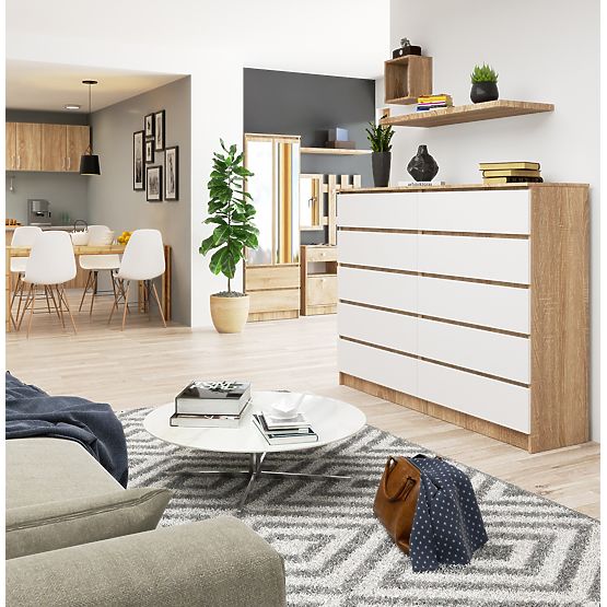 COMMODE K160 10TIROIRS CLP PK CHÊNE SONOMA / BLANC