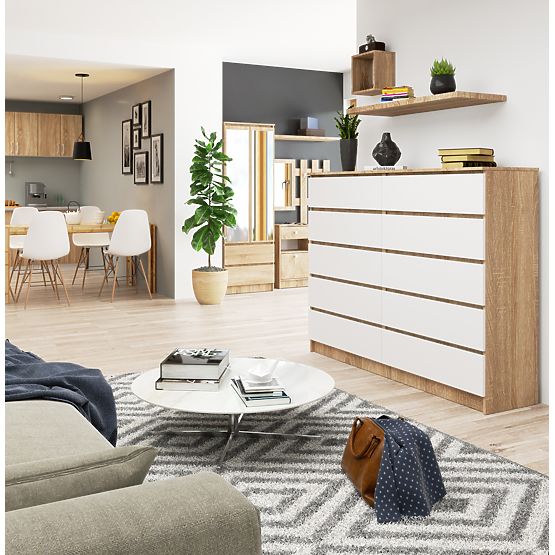COMMODE K160 10TIROIRS CLP PK CHÊNE SONOMA / BLANC