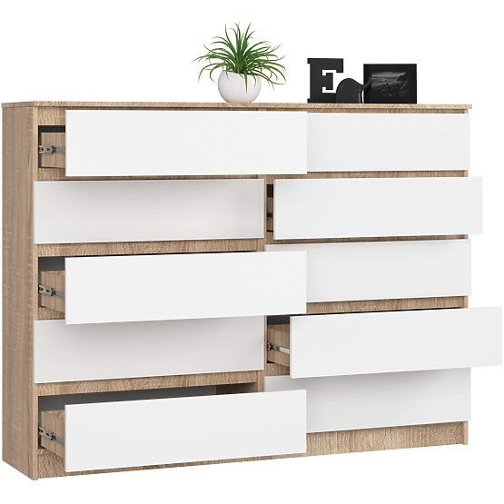 COMMODE K160 10TIROIRS CLP PK CHÊNE SONOMA / BLANC