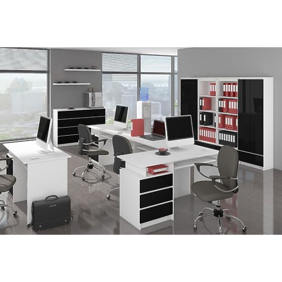 COMMODE K160 2 PORTES 4 TIROIRS CLP PK NOIR BRILLANT
