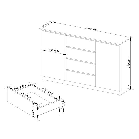 COMMODE K160 2D 4T CLP PK ARTISAN / BLANC